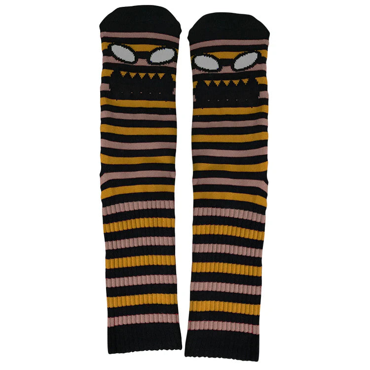 Toy Machine “Monster Mini Stripe” Sock (Black/Pink/Yellow)