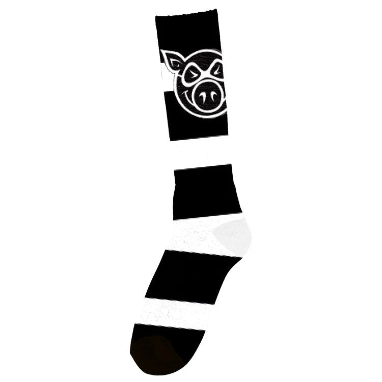 Pig “Pig Head” Socks (Black/White)