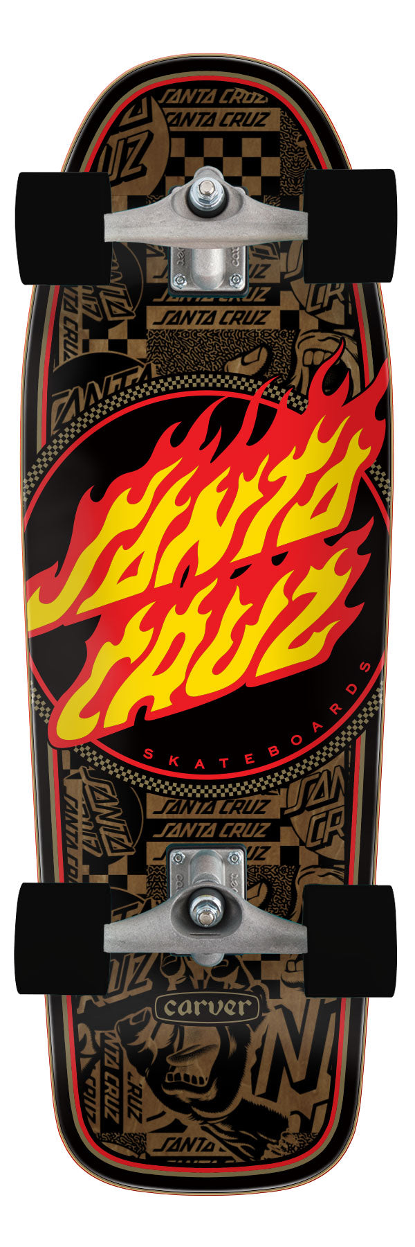 Santa Cruz Flame Dot Carver Surf Skateboard 9.8