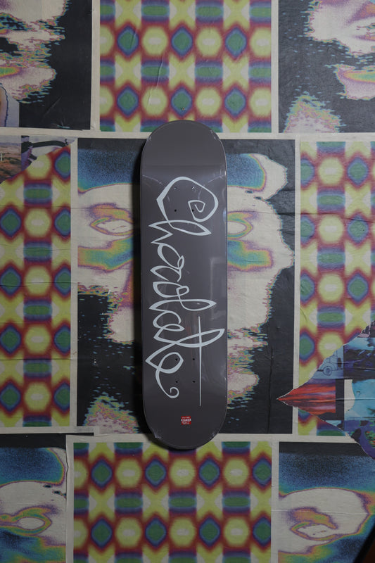 Chocolate “Script” (Grey) Deck 8.25