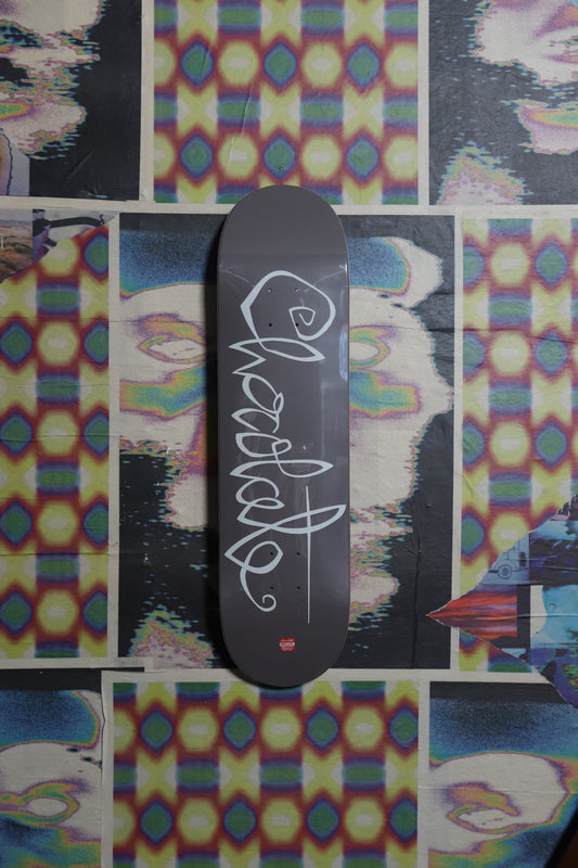 Chocolate “Script” (Grey) Deck 8.125