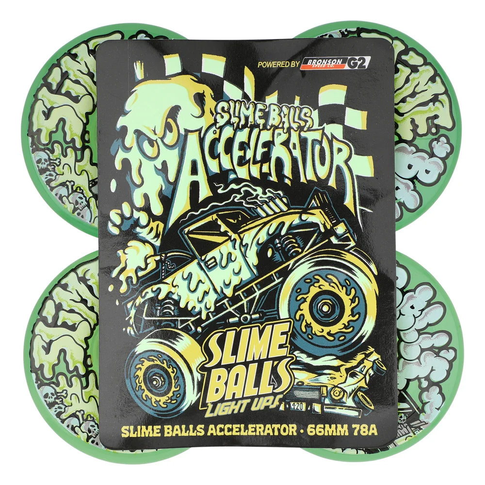 Slime Balls 78a “Light Ups” (Green/Accelerator) 66mm Wheels
