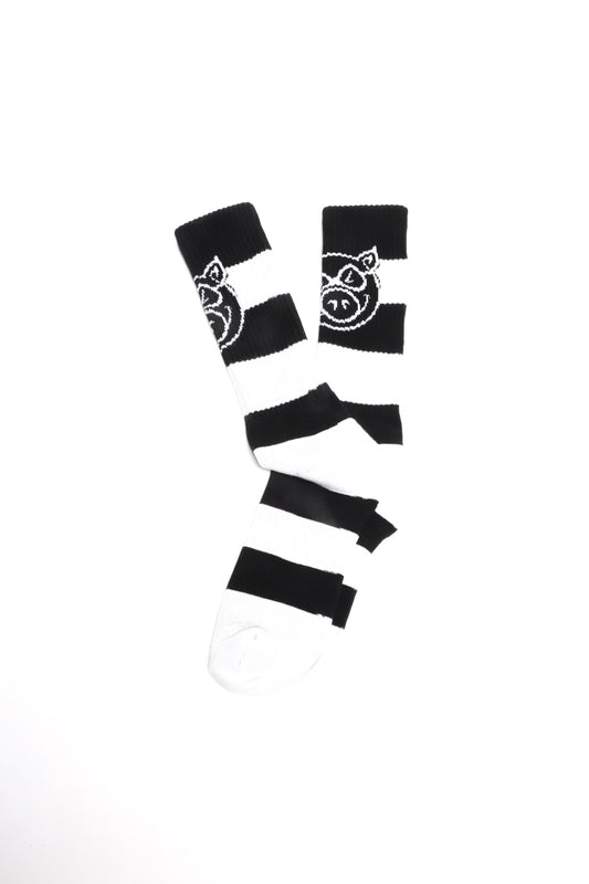 Pig “Pig Head” Socks (Black/White)