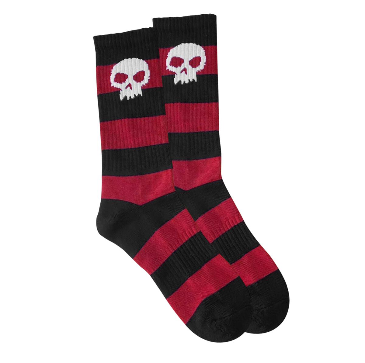 Zero “Striped Skull” Red/Black Socks