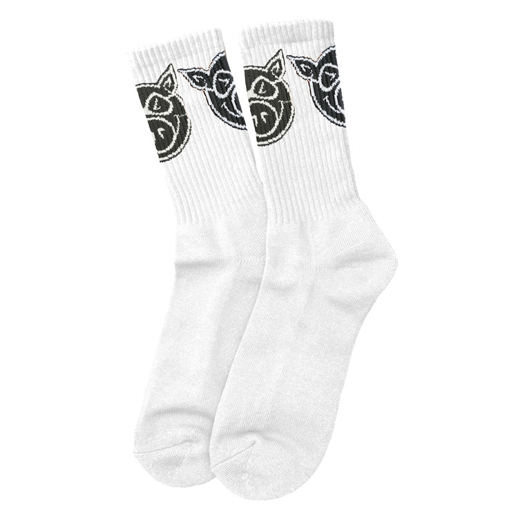 Pig “Pig Head” Socks (White)