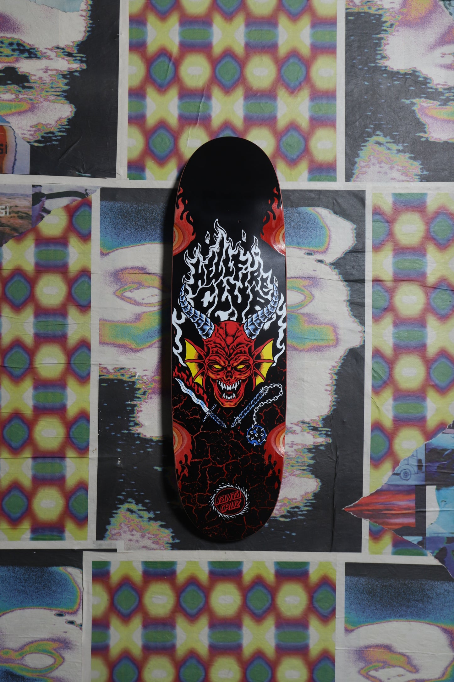 Santa Cruz X Stranger Things Hellfire Club Shaped Deck 9.0