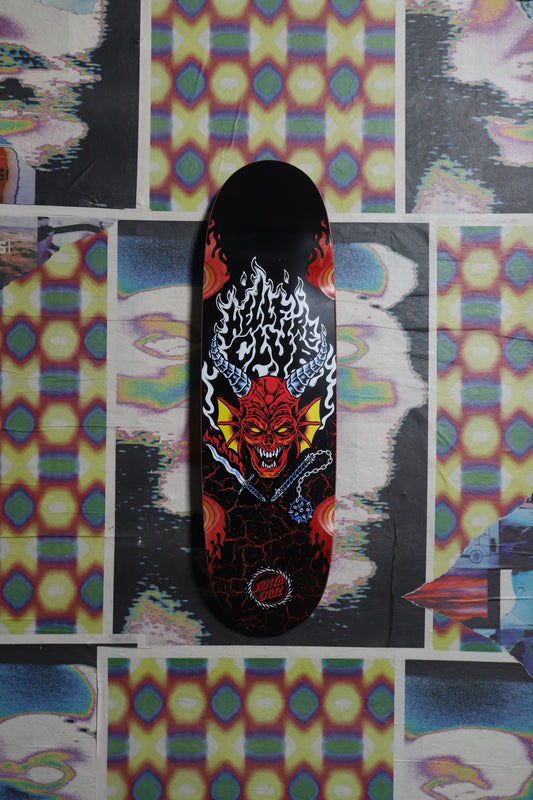 Santa Cruz X Stranger Things Hellfire Club Shaped Deck 9.0